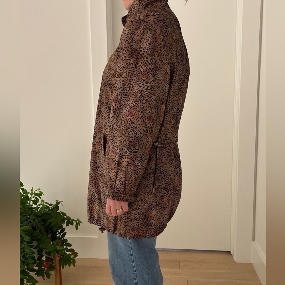 NOVELTI Vintage Animal Print Button Front Lined Coat 80's Shoulder Pads Leopard - Picture 10 of 17